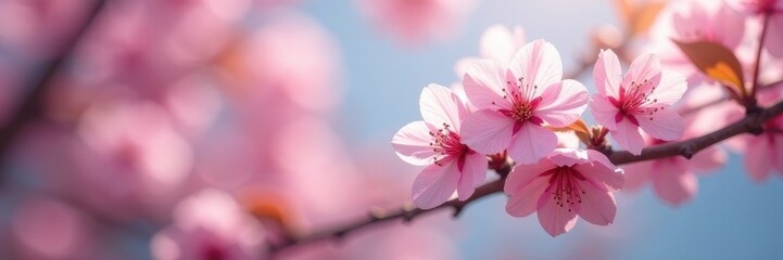 Obraz premium Higan cherry blossoms sway gently in the breeze, nature, flowers