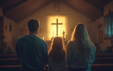 Family attends church service