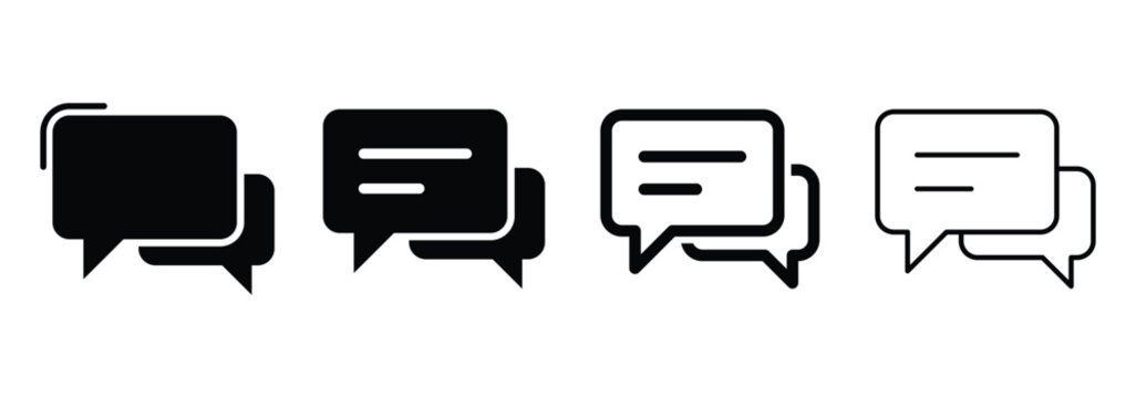 Message icon, conversation icon isolated on white background. Comment icon speech bubble symbol. Chat icon set. Vector illustration, EPS 10