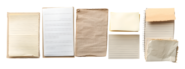 Paper Textures Collection: An assortment of aged, textured papers of varied shades and forms, perfect for adding depth and character to any design project. A visual narrative of vintage charm and raw.