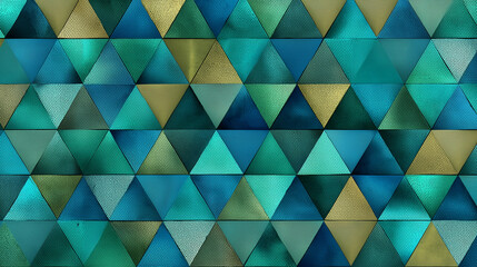 Obraz premium Mosaic Art Background with Geometric Triangles, geometric shapes, dark teal 