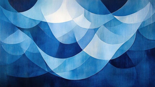 Abstract blue wave patterns, layered design, artistic background, for wall decor