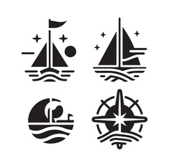Sailing symbols silhouette vector illustration
