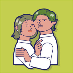 ハグする仲良し男女