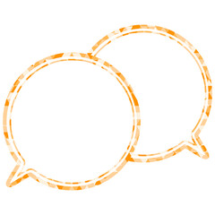 ステンドグラス風吹き出し　三角形模様　重なる会話