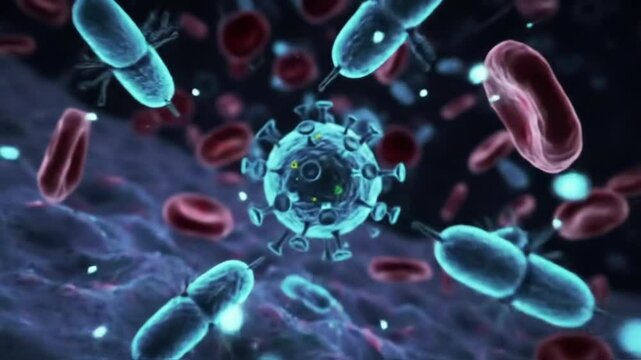 Immune System in Action Virus Attack 3D
