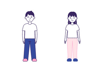 単身の男女　全身