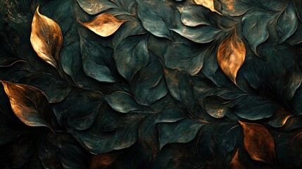 Dark, textured leaves, autumnal,  background design