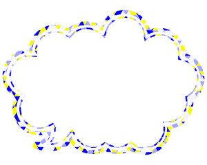 吹き出し ステンドグラス風 三角模様_二重線付_2色 (1)