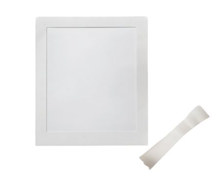 Blank Canvas and Accessory: Minimalist composition, with a clean, blank framed space next to a detached accessory, designed for versatile applications.
