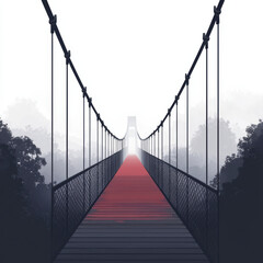 Obraz premium minimalist flat design illustration of suspension bridge