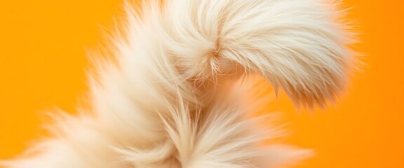 Obraz premium close up of a white furry animal on an orange background