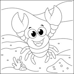 Crab coloring page for kids © CreativeMotive875