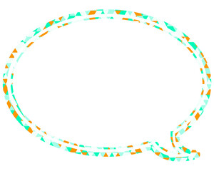 ステンドグラス風吹き出し　三角形模様　丸形