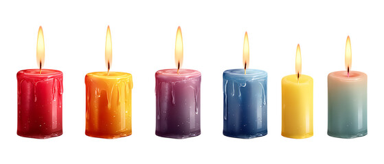 Pack of Candles Against Transparent Background for Home Decor Branding, Spa Promotion, or Wellness Design Projects