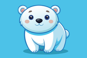 Obraz premium This charming cartoon polar bear is designed with a soft, friendly look, featuring a light blue background that highlights its whimsical character and adorable expression.