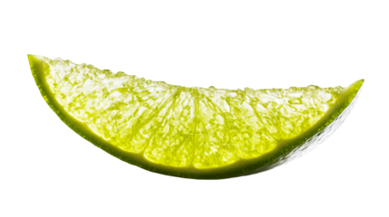 Backlit lime slice segment, cut out transparent