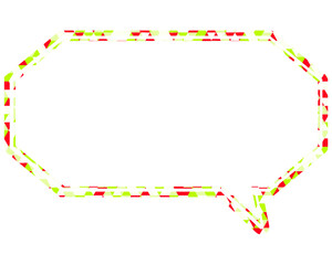ステンドグラス風吹き出し　三角形模様　細長い八角形