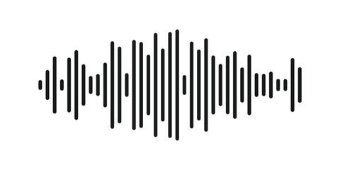 Audio waveform icon. Digital sound wave in clean vector format. Voice and music frequency symbol.