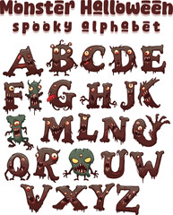 Monster Halloween Alphabet Spooky Lettering for Creepy and Fun Designs
