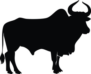 Brahman Bull Silhouette Vector — Farm Animal, Cattle, Ranching, Livestock Design for Cutting Machines