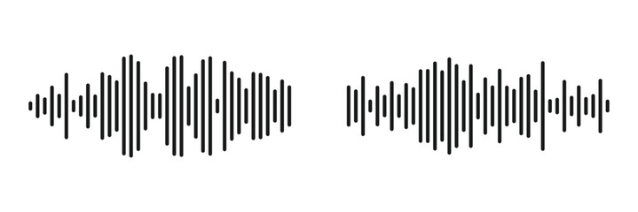 Sound wave set. Sound waves for voice message. Audio wave icon. Waveform pattern for music player or app. Recording music. Equalizer template. Transmission icon. Vector illustration, EPS 10