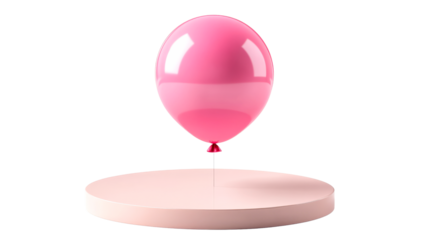 Pink balloon with display podium, cut out transparent