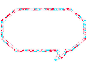 ステンドグラス風吹き出し　三角形模様　細長い八角形