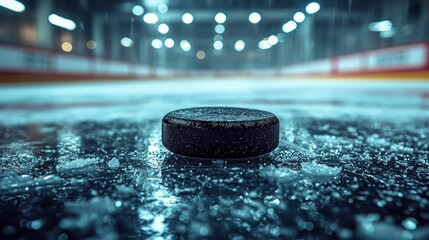 Hockey puck on ice