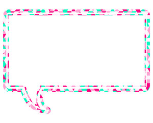 ステンドグラス風吹き出し　三角形模様　四角形