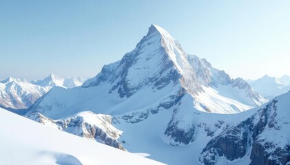 Obraz premium Snow-covered mountain peak, pristine white landscape, wonder, majestic, icy