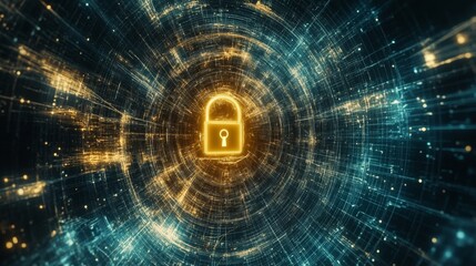Obraz premium Cybersecurity action protecting data with encryption virtual environment digital art futuristic perspective
