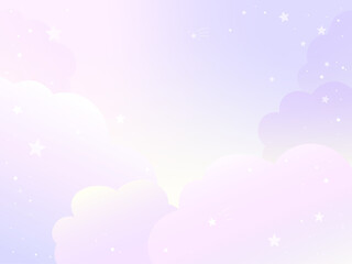 幻想的な雲と星空のゆめかわいい背景