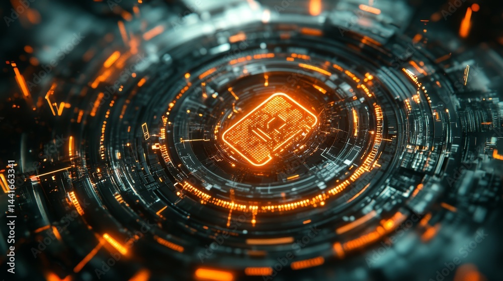Poster dynamic technology visualization abstract digital realm graphic design futuristic environment close-