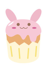 Strawberry Cupcake with Bunny Character Topping
