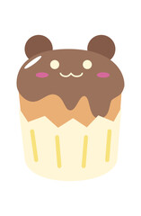 Chocolate Cupcake with Bear Character Topping
