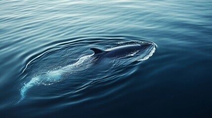 Obraz premium Dolphin swimming gracefully in calm ocean waters nature scene aerial view marine life tranquil environment