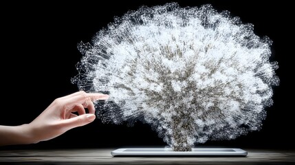 mind map expanding from a digital tablet