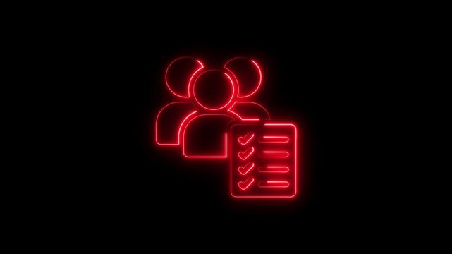 Neon team checklist animation on black background illustrates completed tasks