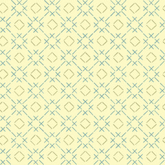 crosses and squares from hand drawn stripes. folk decorative art. beige, green, blue repetitive background. vector seamless pattern. fabric swatch. geometric wrapping paper. textile design template