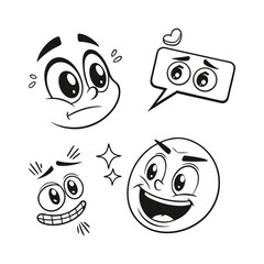 set of funny cartoon faces