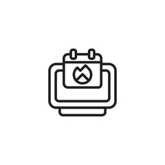 Gas bill due date icon. A calendar page with a flame symbol sits on a stand, representing a deadline for gas payment.