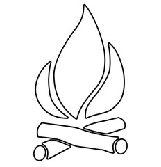 Cute cartoon hand drawn vector bonfire icon outline.