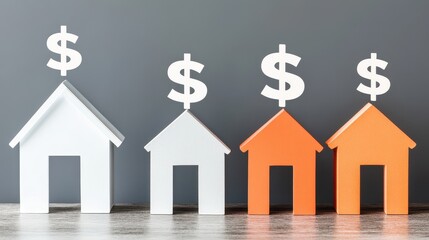 Progressive home values depicted with symbols.