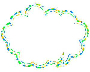 吹き出し ステンドグラス風 三角模様_二重線付_4色 (3)