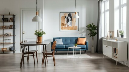 Fototapeta premium modern living room with fireplace