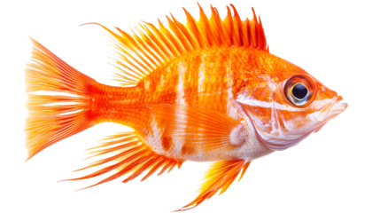 Bright orange fish swimming with vibrant fins