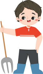 cute european girl hoeing the ground