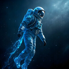 Fototapeta premium An object illustration of an abstract blue astronaut.