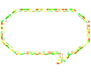 ステンドグラス風吹き出し　三角形模様　細長い八角形